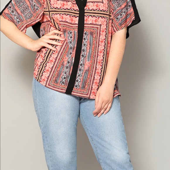 LAST ONE Plus size boho scarf print top - Picture 5 of 5